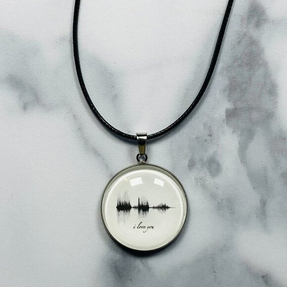I Love You Soundwave Cabochon Necklace - Picture 1 of 3